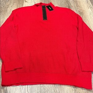 Alfani Vibrant Red Zip-Up Sweater New with Tag Size  Medium